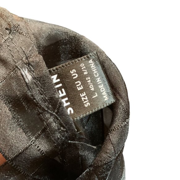 SHEIN Privé - Black Sheer Dolman Sleeve Belted Shirt Stand Collar Blouse - Large - Picture 8 of 9